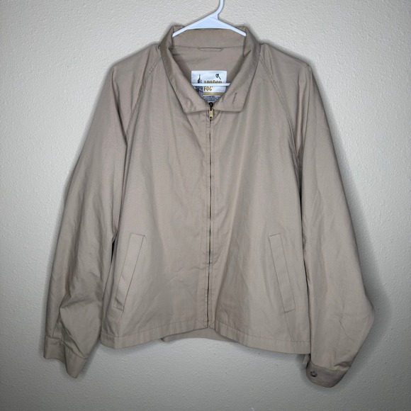 Vintage London Fog Mens 44 Regular Harrington Jacket Beige Zip Out Coat - Picture 2 of 10